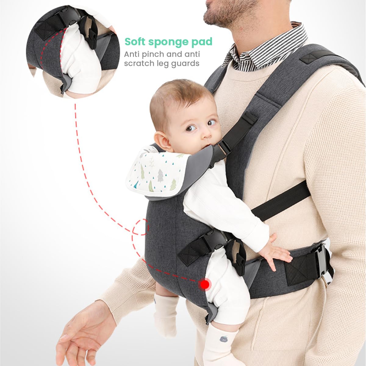 SNOWIE SOFT Baby Carrier Bag for 0 to 3 Year Baby with Adjustable Straps and Breathable Cotton Fabric | Pink Kangaroo Style Carrier for Mothers