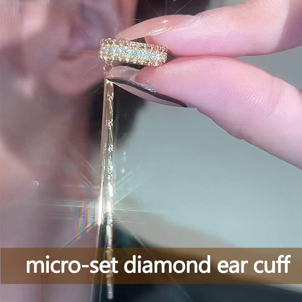 ZIBUYU Ear Cuffs Without Piercing for Women with Cubic Zirconia Tassel Design | Gold Clip On Jewelry