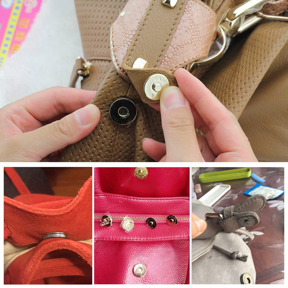 Supvox Magnetic Snap Buckle Buttons for Handbags and Purses featuring Secure Magnetic Closure | 4‑Color Pack of 40