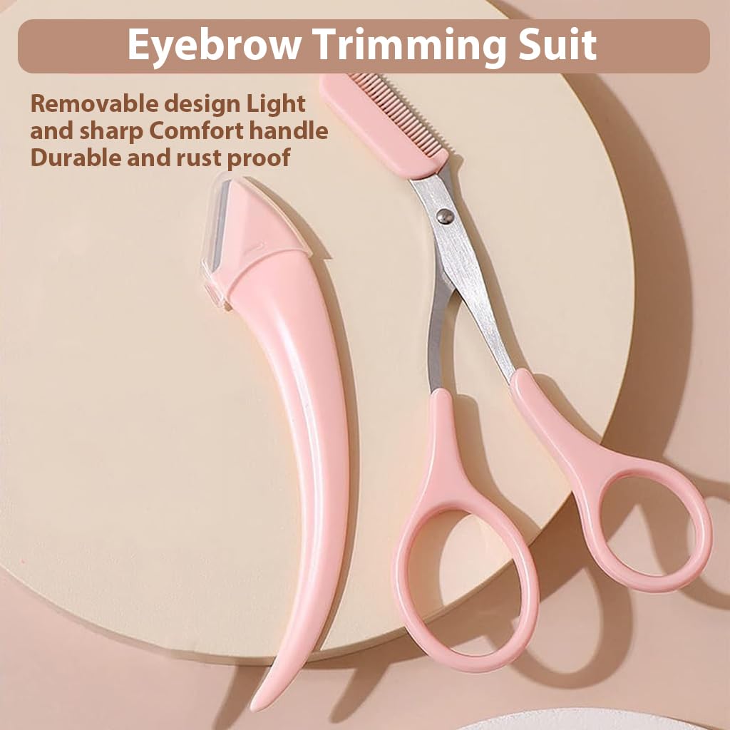 MAYCREATE Eyebrow Trimmer Kit Set including 12PCS Grooming Tools for Women and Men | Razor and Tweezer Duo
