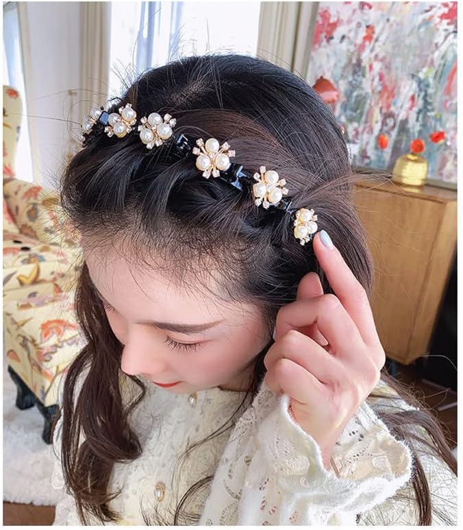 ZIBUYU® Headband for Women Fashion Pearl Floral Claw Clip Headband Hair Styling Headband for Girls Women Clip Headband Headpiece
