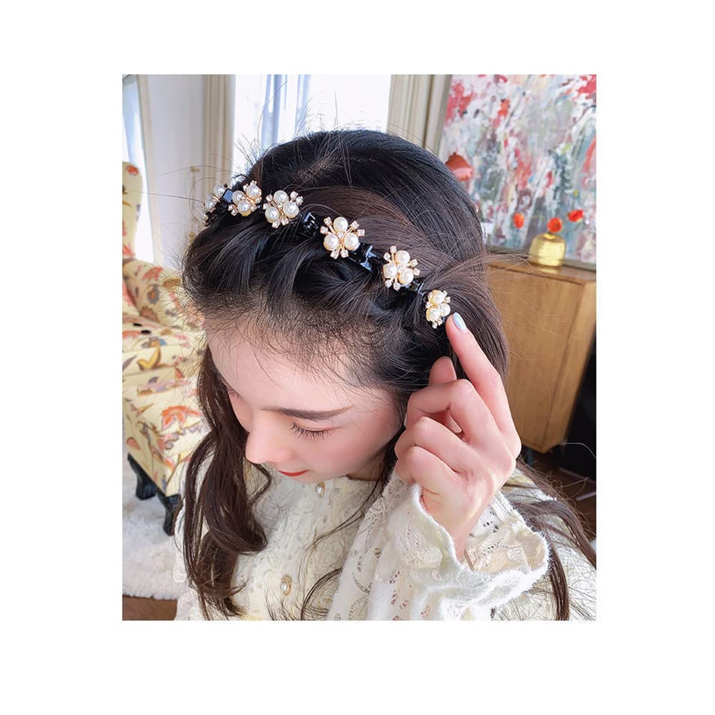 Zibuyu Headband for Women featuring 8 Pearl Floral Claw Clips for Secure Elegant Styling