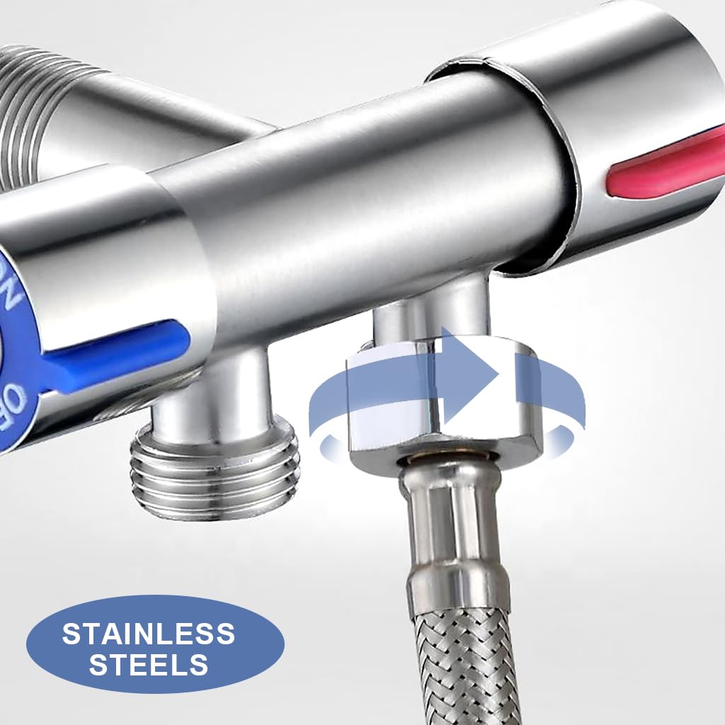 HASTHIP Shower Head Diverter Valve for Dual Outlet Control with G1/2 Connection | 304 Stainless Steel All Metal Build
