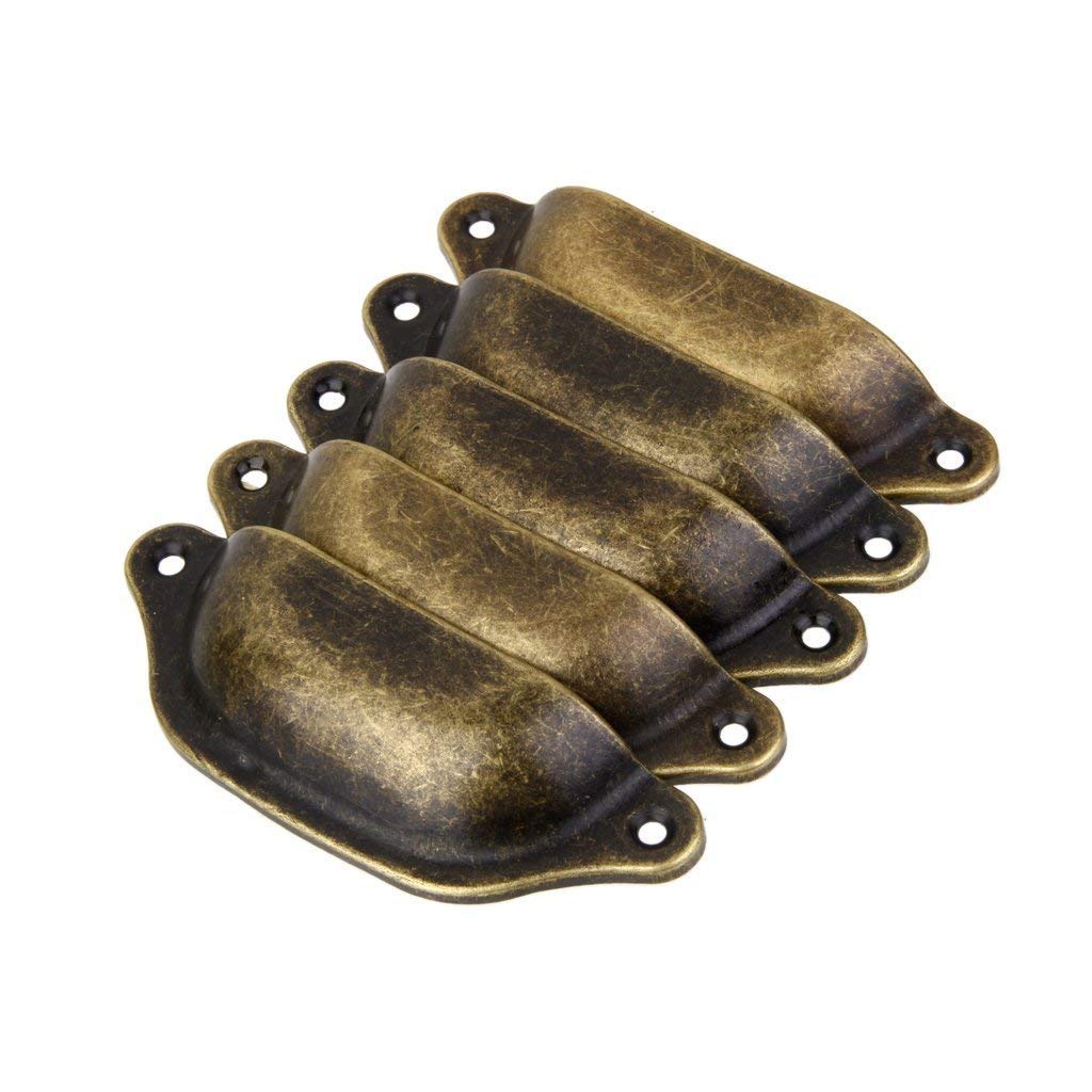 ELEPHANTBOAT Antique Iron Door Cabinet Knob for Drawer and Wardrobe featuring 10 pcs 98×83×34 mm Shell Pull Handle | Brown Furniture Hardware