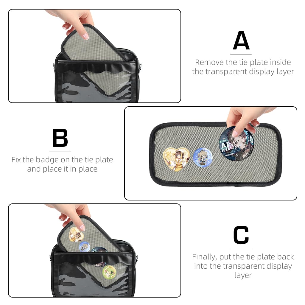 Zibuyu Kawaii Crossbody Bag for Girls with Clear DIY Display Window and Waterproof Fabric | Cute Anime Shoulder Purse for Phone Wallet and Lipstick Storage