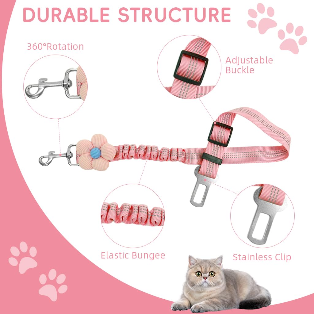 Qpets Dog Car Seatbelt for Safe Road Trips featuring 360° Swivel Metal Clasp and Adjustable Nylon Strap