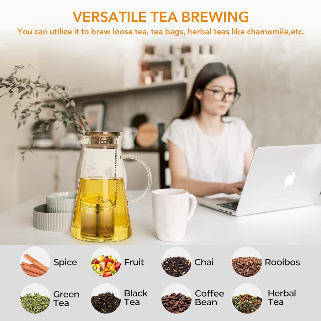 Supvox Tea Infuser for Loose Leaf and Herbal Tea 3 inch with Lid and Lifting Chain Stainless Steel