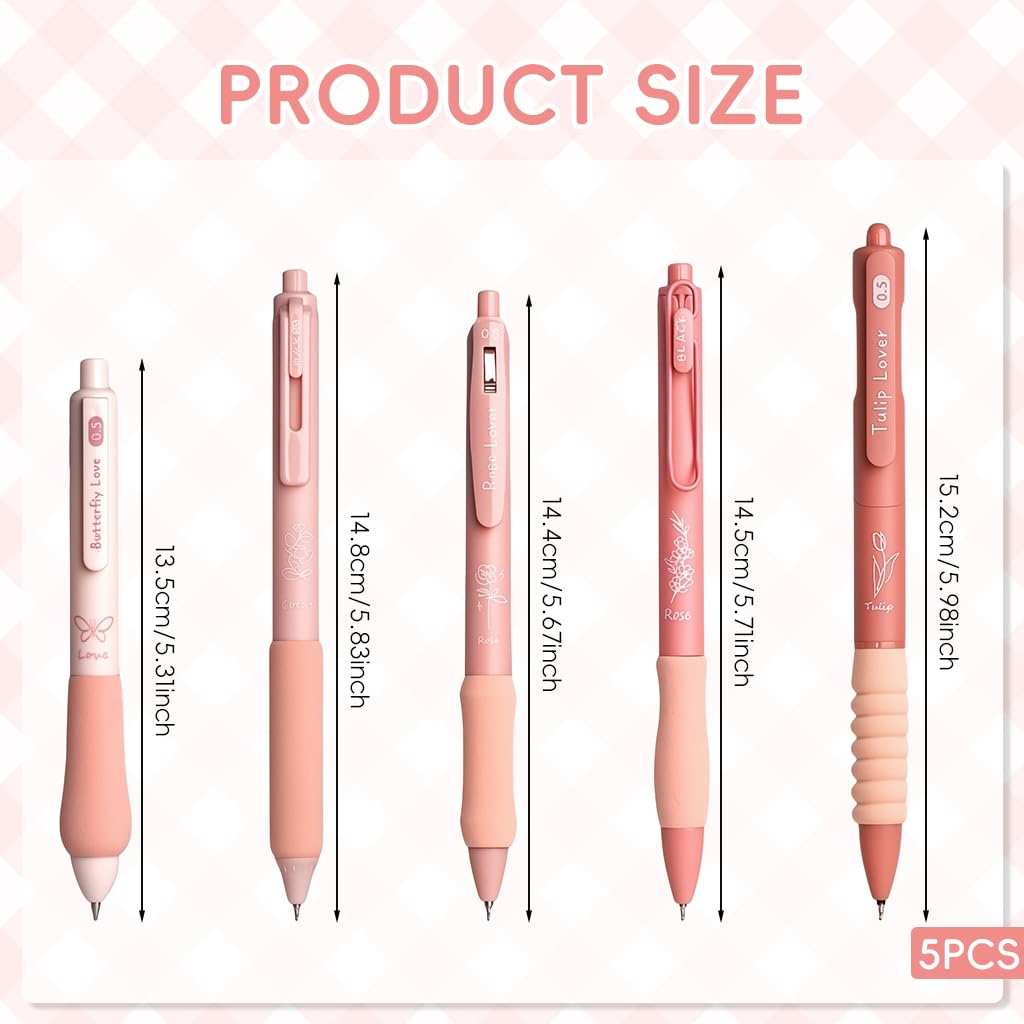 Zibuyu Click Pens for Students with Cushion Foam Grips 5 Pcs Black Ink | Smooth Writing