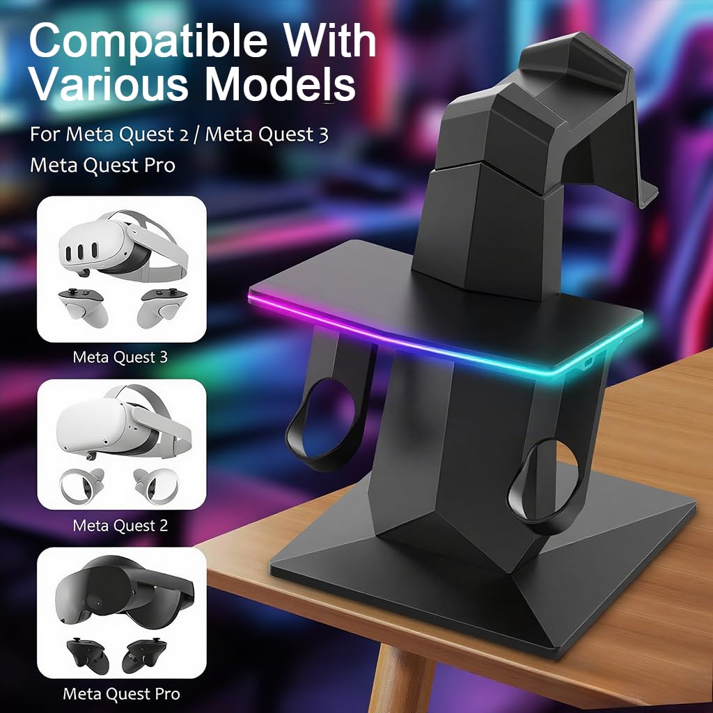 ZORBES Charging Dock for Meta Quest 3 and 2 with Dual Controller Slots and TPU-Coated LED Tray