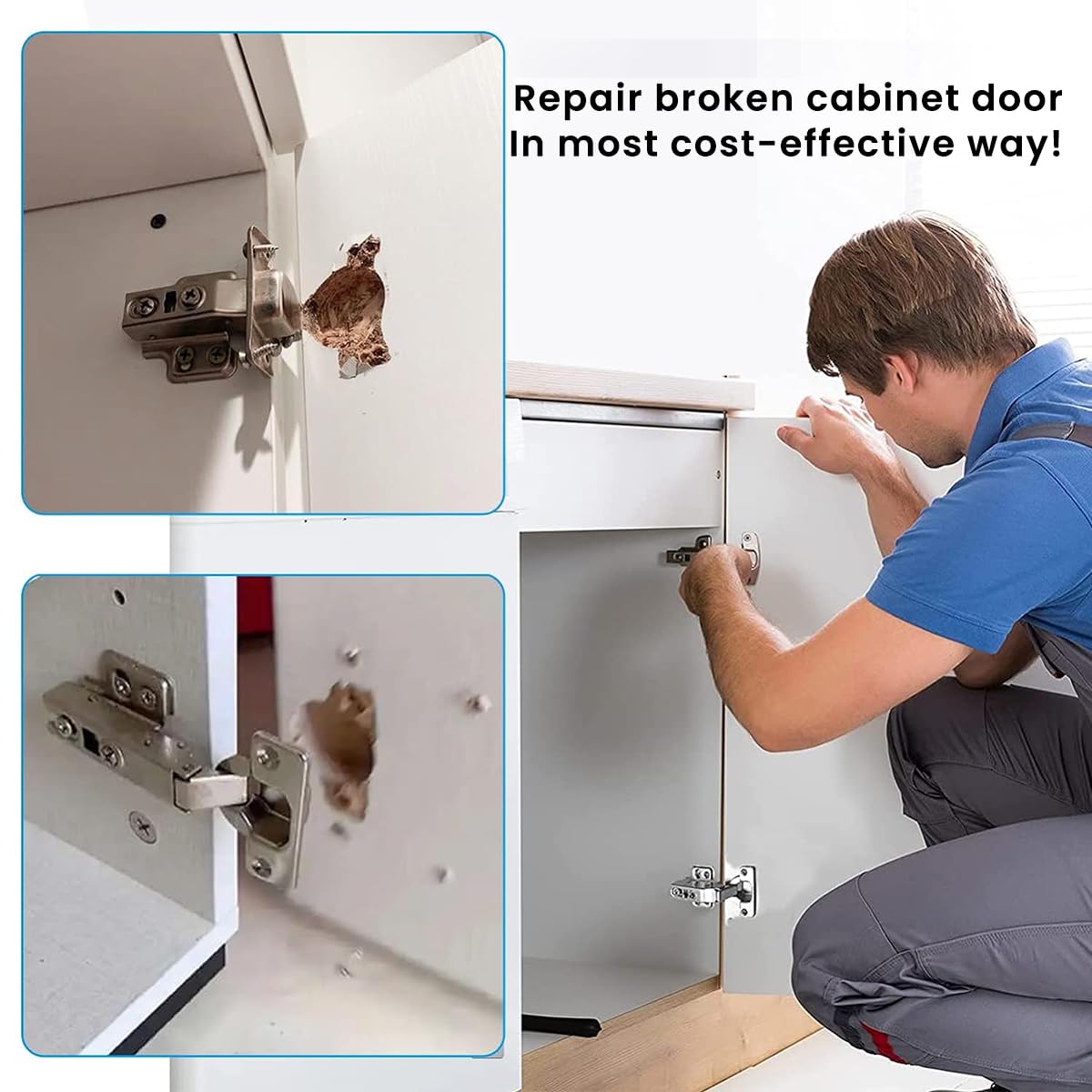Serplex Cabinet Hinges Repair Plate Kit for Cupboard Doors with 8 pcs and 48 screws | Stainless Steel