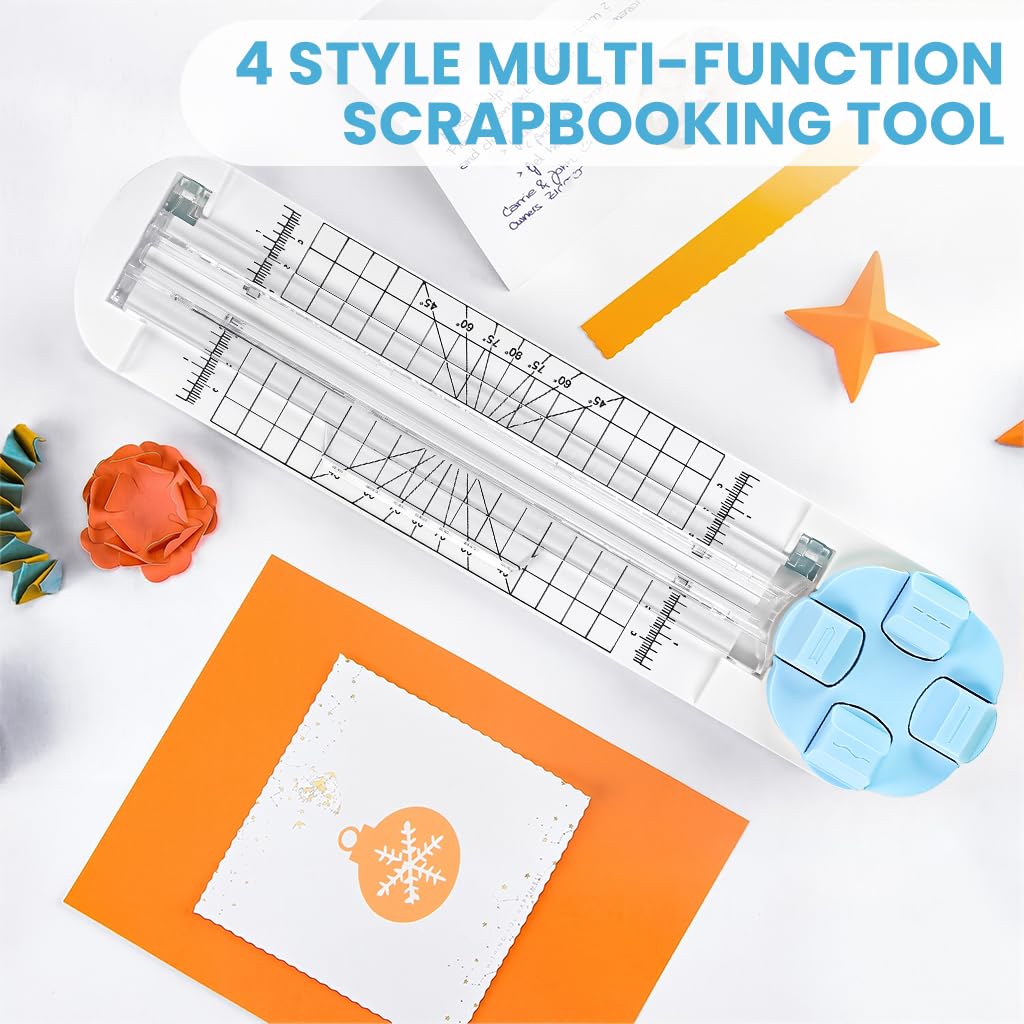 OFIFO Paper Cutter for Scrapbooking with Straight Wave Dotted & Crease Blades | DIY Crafts