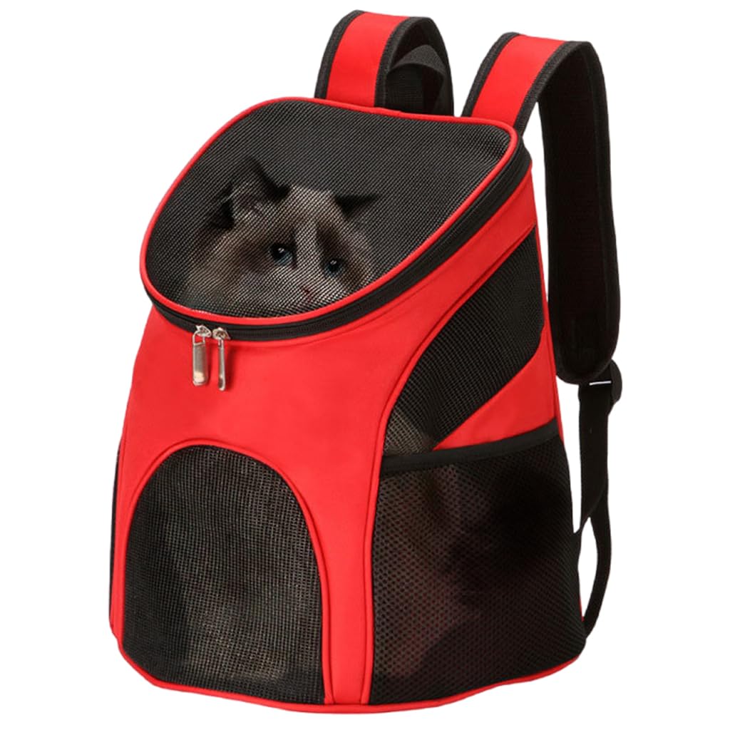 Qpets® Cat Bag Cat Carrier Backpack Travel Cat Bag Carrier Backpack Breathable Nylon Mesh Cover Pet Carrier Backpack for Small Middle Cat, Puppy Kittens Within 15kg