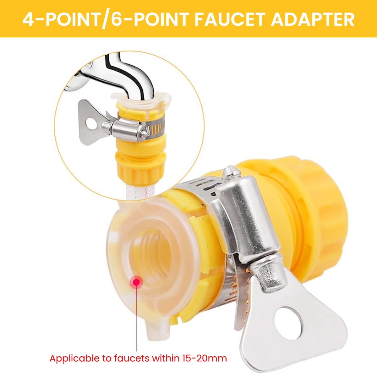 HASTHIP Hose Adapter for Faucet with 4PCS 2 in 1 Universal 1/2 inch and 3/8 inch Connectors