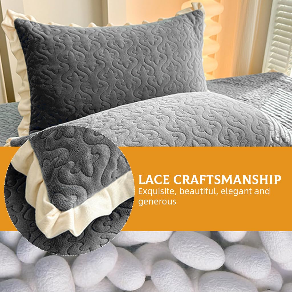 HASTHIP Velvet Pillow Covers 18 x 29 in for Sofa and Bed featuring Crinkle Edge Design | Grey Pack of 2