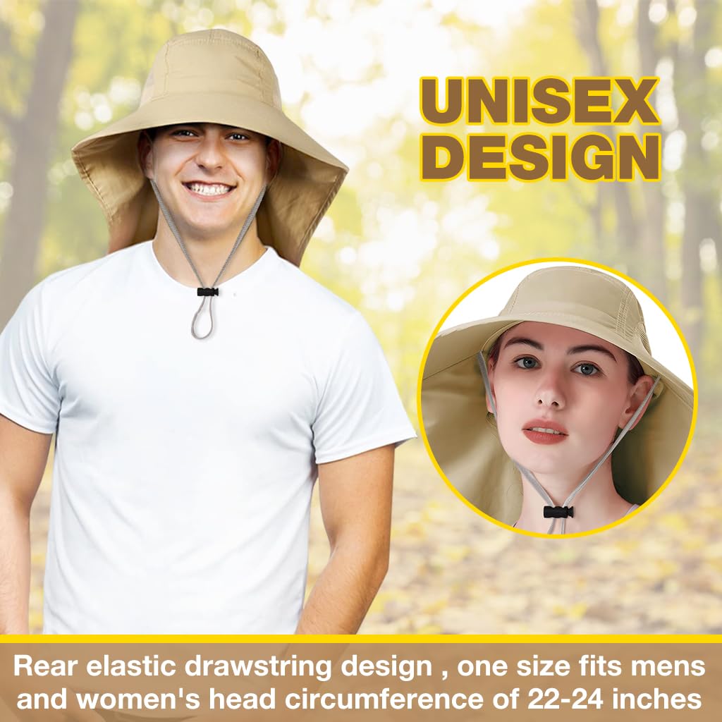 GUSTAVE® Ultra-Light Sun Hat for Women With Wide Brim & Neck Flap, UPF 50+ Protection, Adjustable Chin Strap, Breathable Side Mesh - Perfect For Hiking, Fishing & Gardening, Fits 22-24