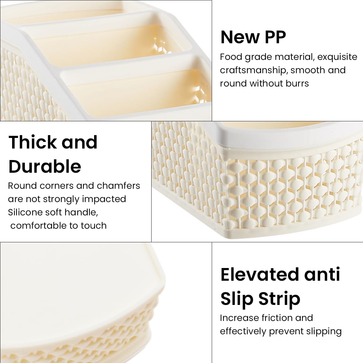 HASTHIP Remote Stand for Home with 4 Compartments and Hollow Woven Design 9.5x21x11cm | Plastic Organizer for Office and Vanity