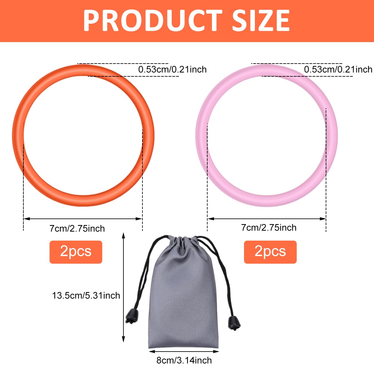 HANNEA Knee Support for Running with Silicone Patella Rings and Adjustable Straps | 2 Pairs 4PCS Pink and Orange