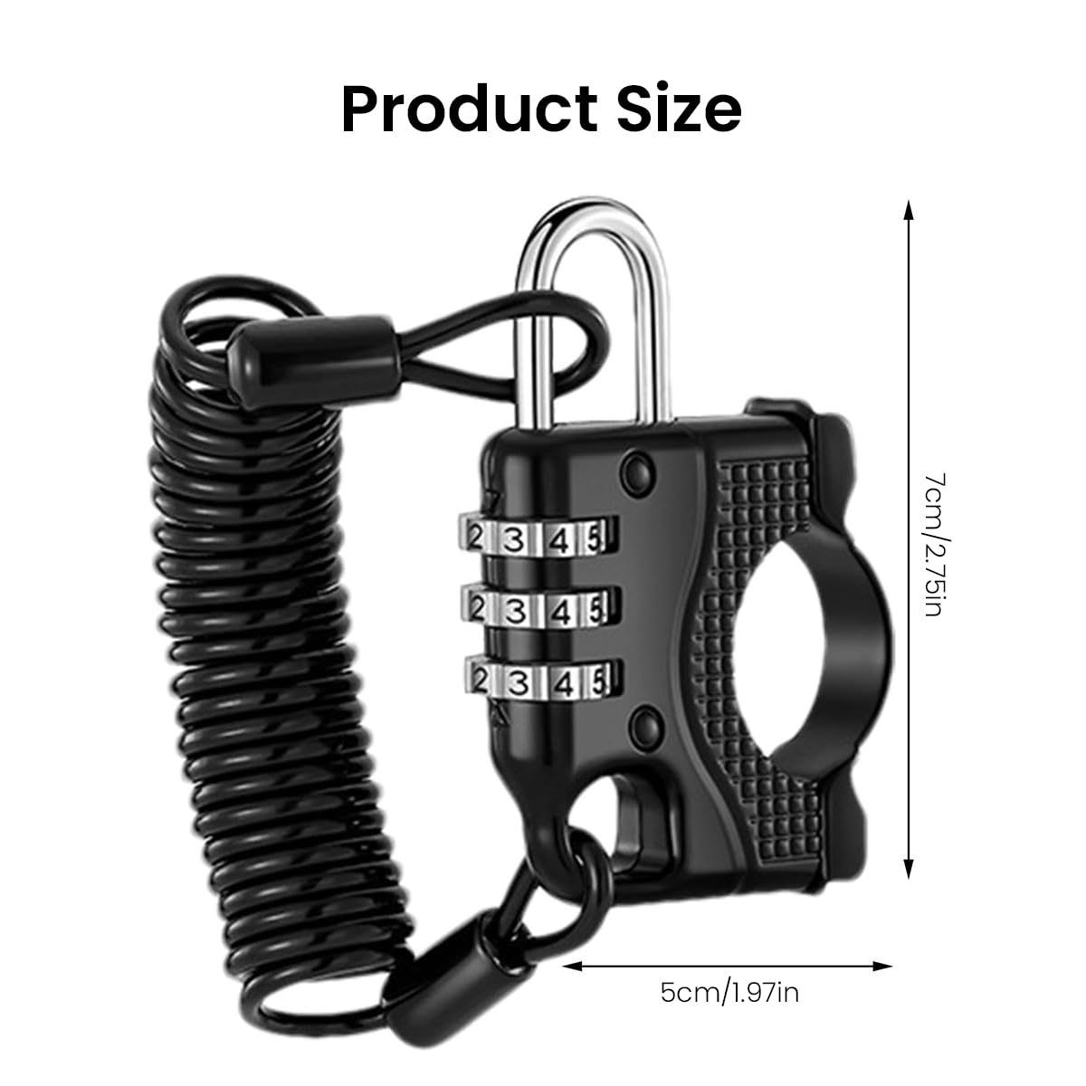 STHIRA Helmet Lock for Bike with 3.3ft Coiled Steel Rope featuring Screw Fixed Zinc Alloy Design