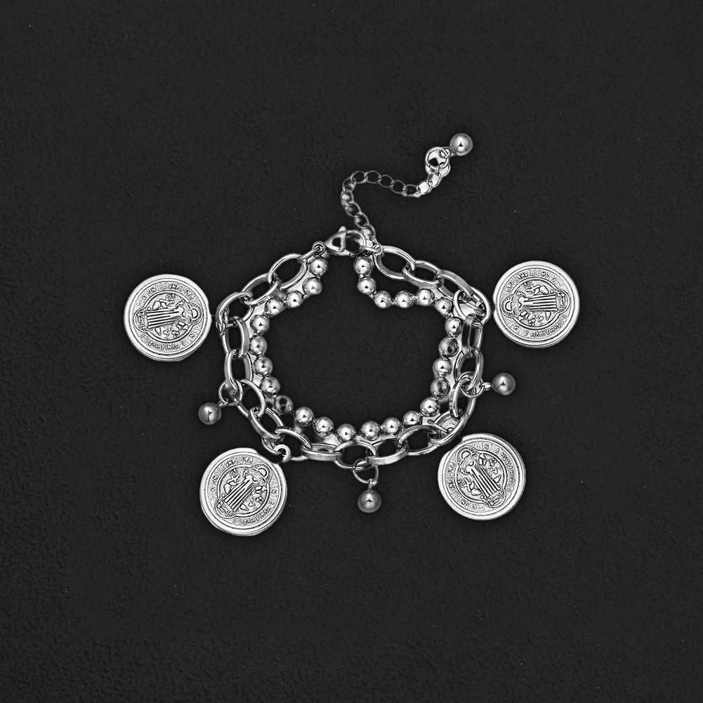 SANNIDHI Bracelet for Women Stylish Pop Bronzed Round Card Pendant Titanium Steel Bracelet for Girls and Women Bracelet Jewelry for Gift - 1 Pcs