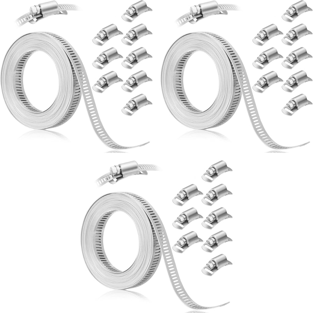 Serplex Hose Clamp Roll for Plumbing and DIY Repair 13.3ft with 8 Bolt Attachments | 304 Stainless Steel