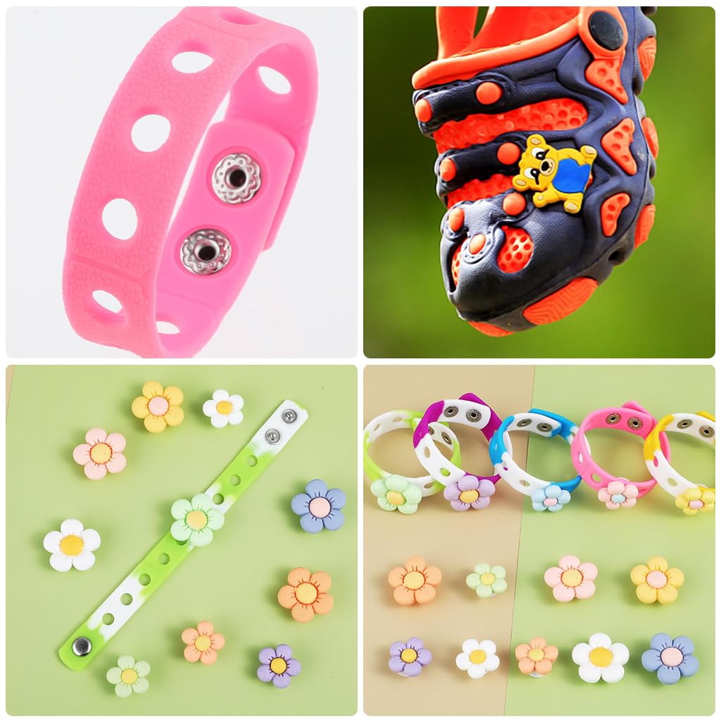 HASTHIP Clog Charm Backings for DIY Shoe Charms with 12mm Base and 8mm Stopper | 100Pcs Black and White Plastic Buttons