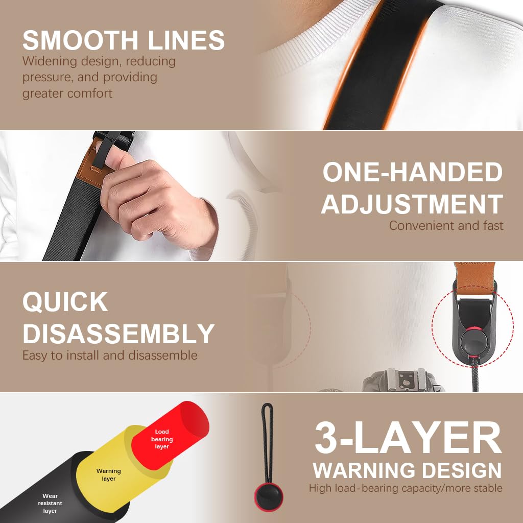 ZORBES Camera Strap for DSLR and Mirrorless Cameras featuring Quick Release System | Adjustable Nylon Shoulder Sling in Black