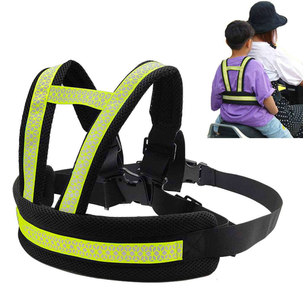 HASTHIP® Portable Adjustable Kids Safety Belt for Two Wheeler with Reflective Strips,Children Motorcycle Harness for Bike,Kids Ride Strap,2 to 12 Years