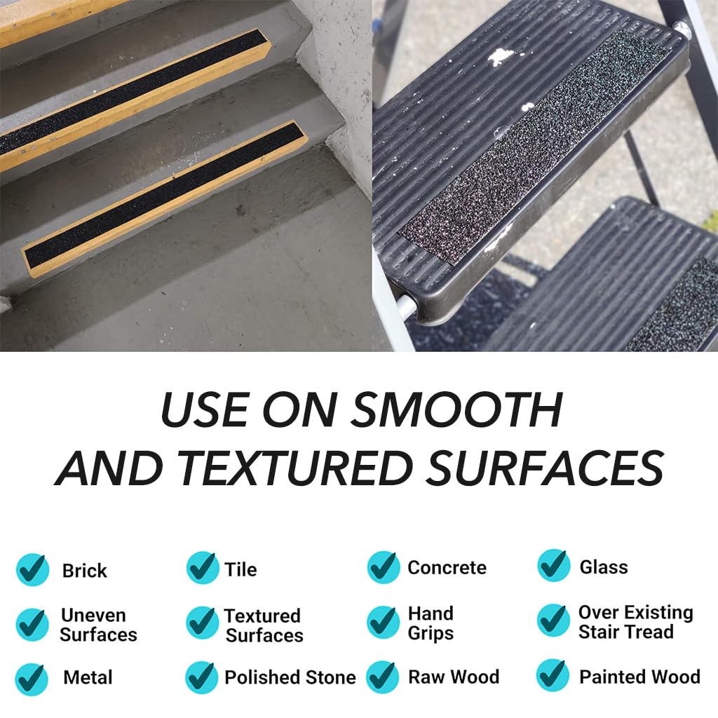 ZIBUYU Anti Slip Tape for Stairs and Floors featuring Textured Grip | 32.8ft Frosted Black