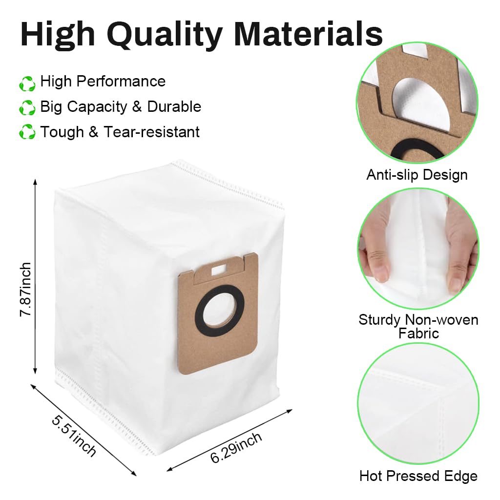 Verilux Replacement Dust Collector Bags for Dreame D10s Plus 12PCS | Multi Layer Filtration