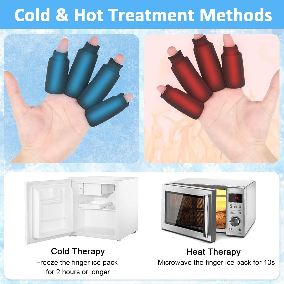 HANNEA Ice Cool Finger Sleeves for Pain Relief with Cooling Gel Support | 4 Pcs Reusable Set