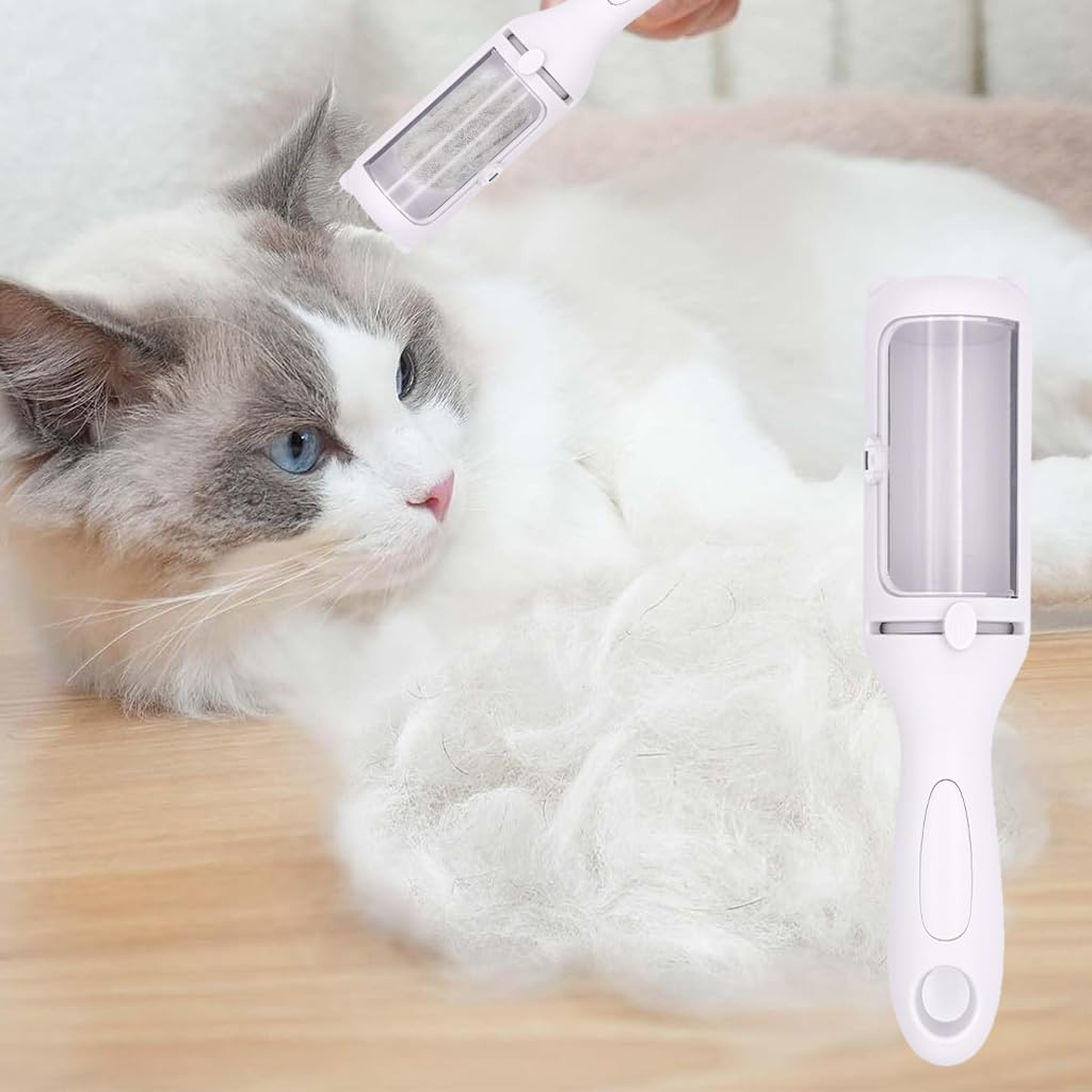 Qpets Dog Grooming Brush for Shedding and Mat Removal with Cleaning Roller and Ergonomic Handle