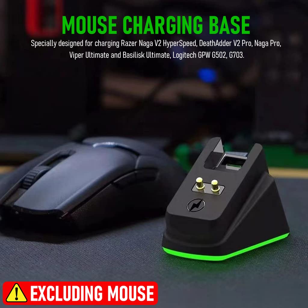 Verilux Mouse Charging Dock for Razer Naga V2 HyperSpeed with Anti Slip Base | Compatible with DeathAdder V2 Pro and Viper Ultimate