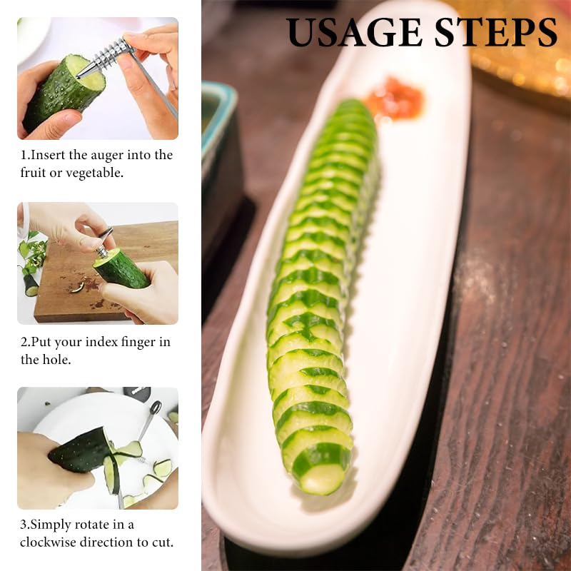 Supvox Spiral Vegetable Slicer for Salad and Garnish featuring Hand Crank and Food Grade Stainless Steel