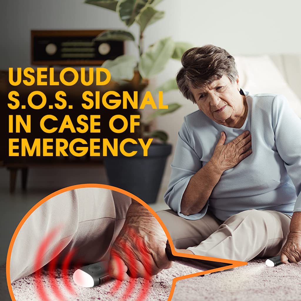 Supvox Self Defence Alarm Keychain for Personal Safety with 130 dB Siren and LED Light | USB Rechargeable Black