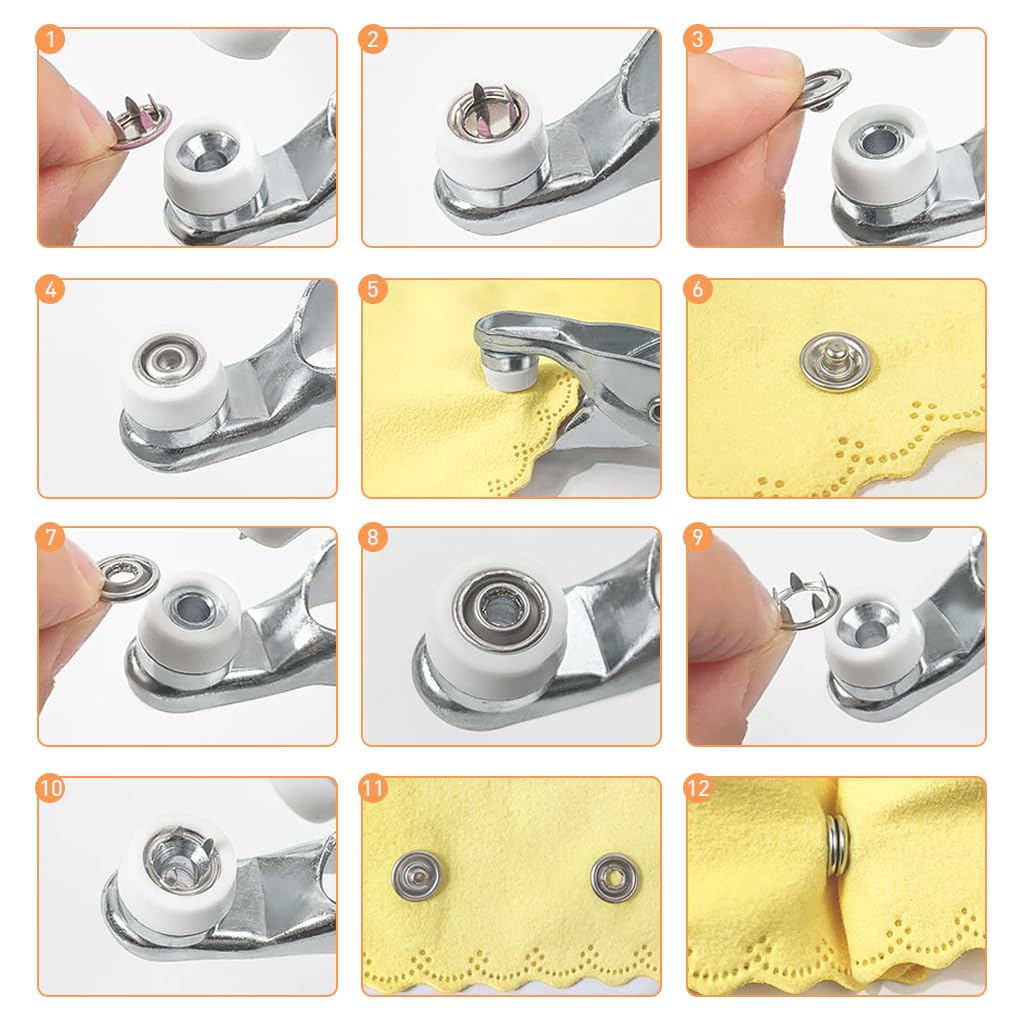 HASTHIP Metal Snap Buttons Kit for DIY Sewing and Clothing | 100 Sets with Pliers Tool