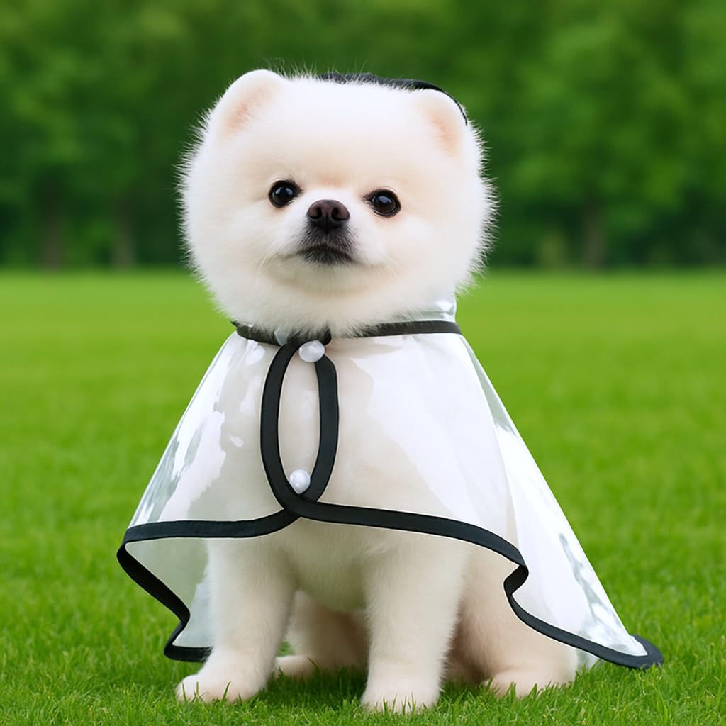 Qpets Dog Raincoat for Walking and Hiking with Adjustable Buttons Clear EVA Hooded Coat XL 2PCS