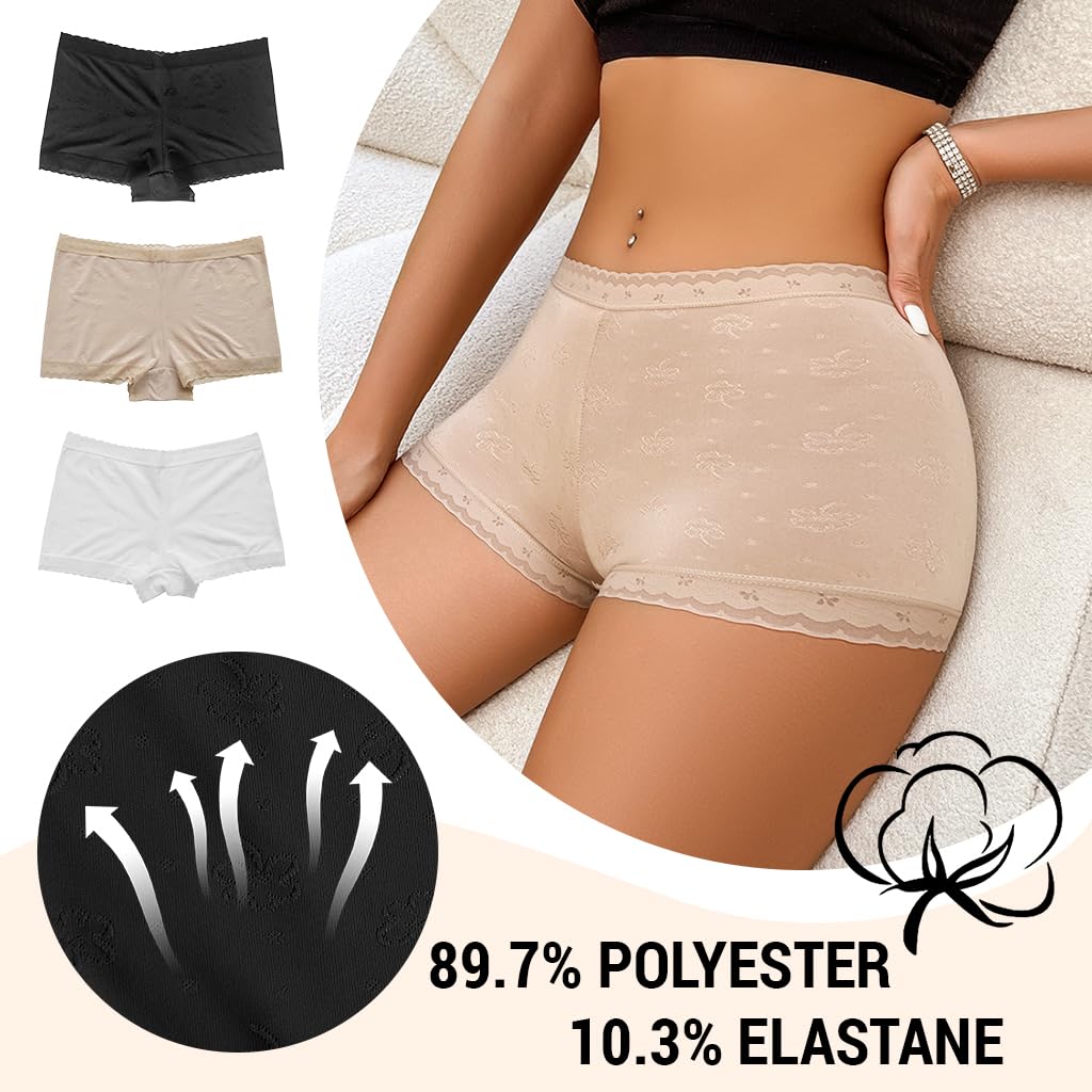 SANNIDHI Women's Boyshorts for Daily Comfort with Traceless Fit and Embossed Design | Pack of 3