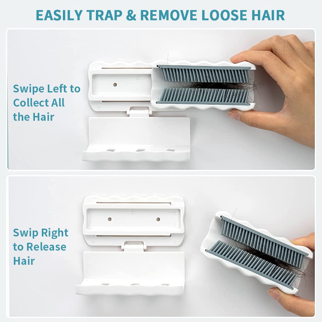ELEPHANTBOAT Shower Hair Catcher for Bathroom Wall with Silicone Bristles | Reusable Drain Hair Trap