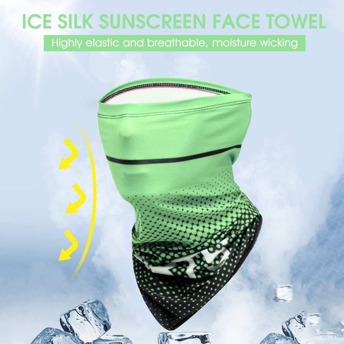 ZIBUYU Sun Protection Arm Sleeves for Outdoor Sports with UPF 50 & Bandana Combo | Green 3 PCS