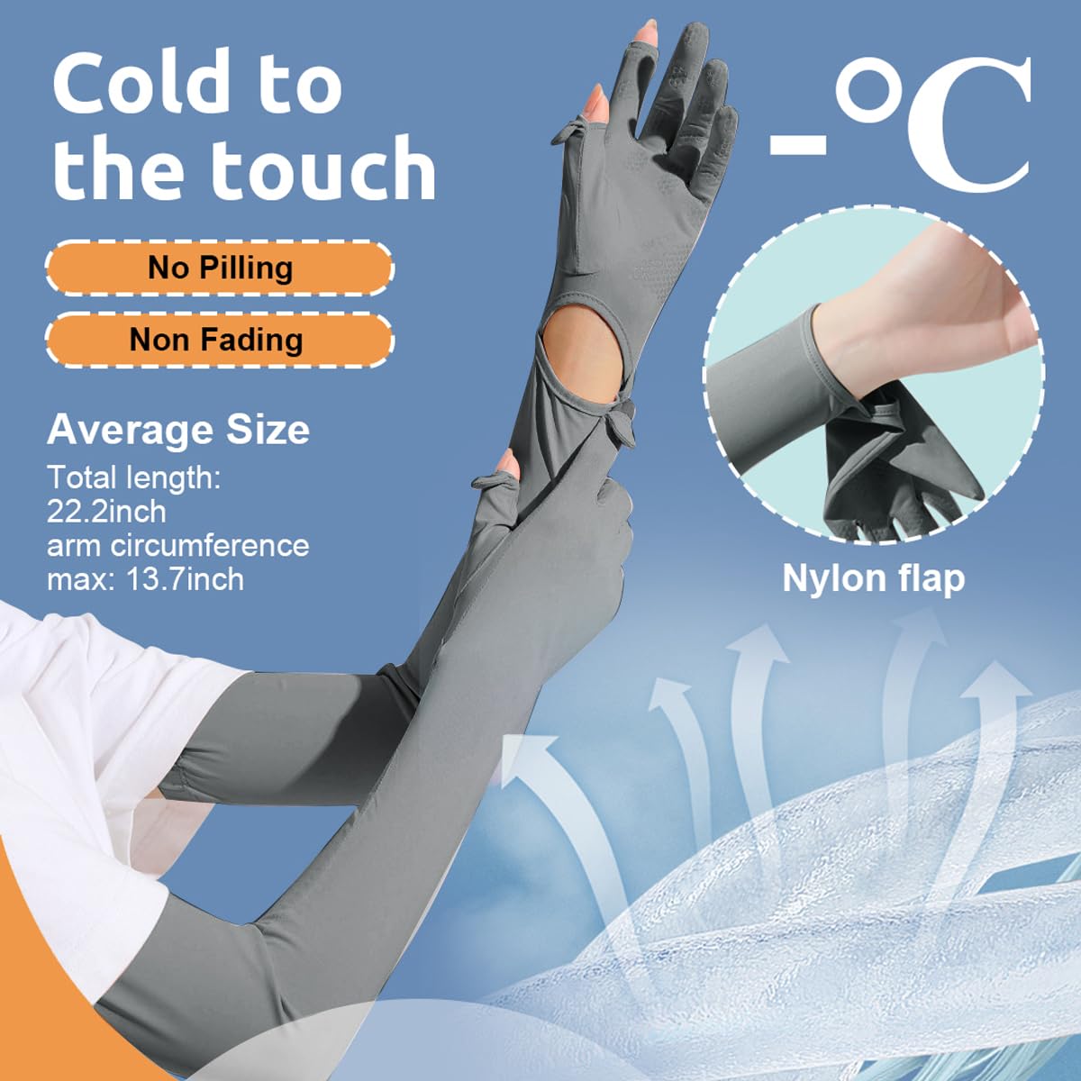 PALAY Sun Protection Gloves for Women with Cooling Arm Sleeves and Breathable Ice Silk Fabric