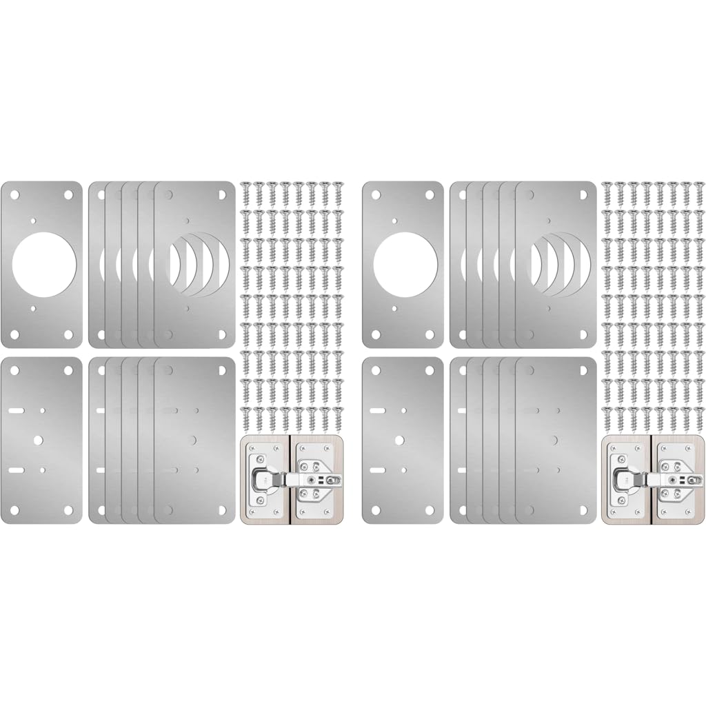 Serplex Hinge Repair Plates for Cabinets and Wardrobes with Screws Pack 24PCS 90x47mm Stainless Steel