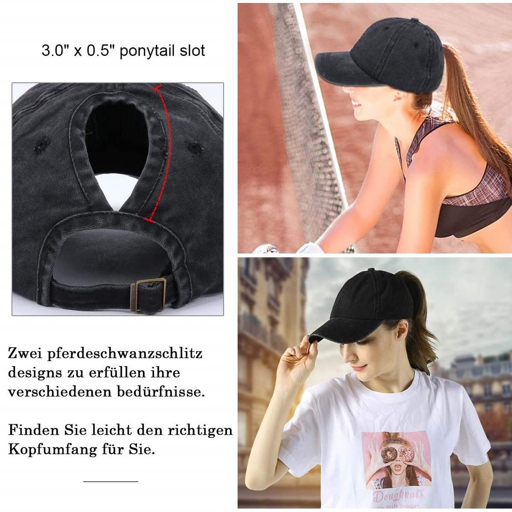 PALAY Womens Baseball Cap for Outdoor Wear featuring Ponytail Hole Adjustable 54–60 cm Cotton | Black
