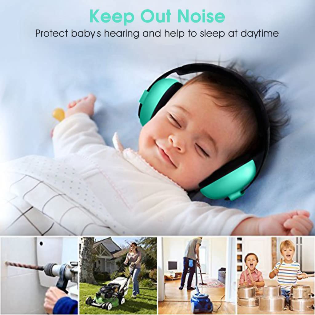 SNOWIE SOFT Ear Muffs for Baby Sleep and Travel featuring 21db Noise Reduction | Green