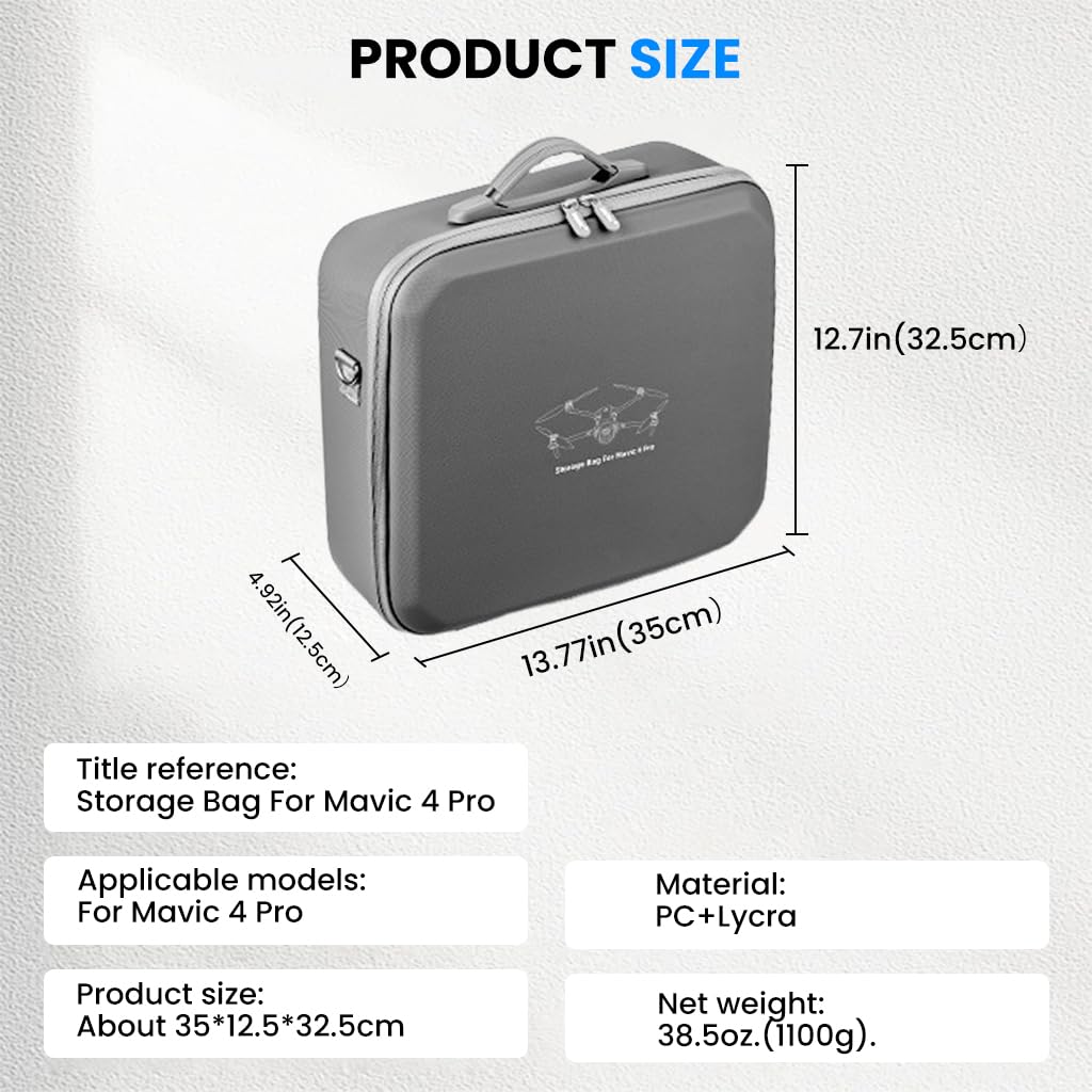 ZORBES Mavic 4 Pro Drone Carry Bag with Custom Molded EVA Hard Shell and Shoulder Strap
