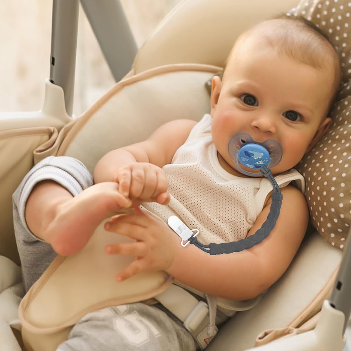 SNOWIE SOFT Pacifier Clip Straps for Anti-Lost Use featuring Woven Silicone | 4-Color Set