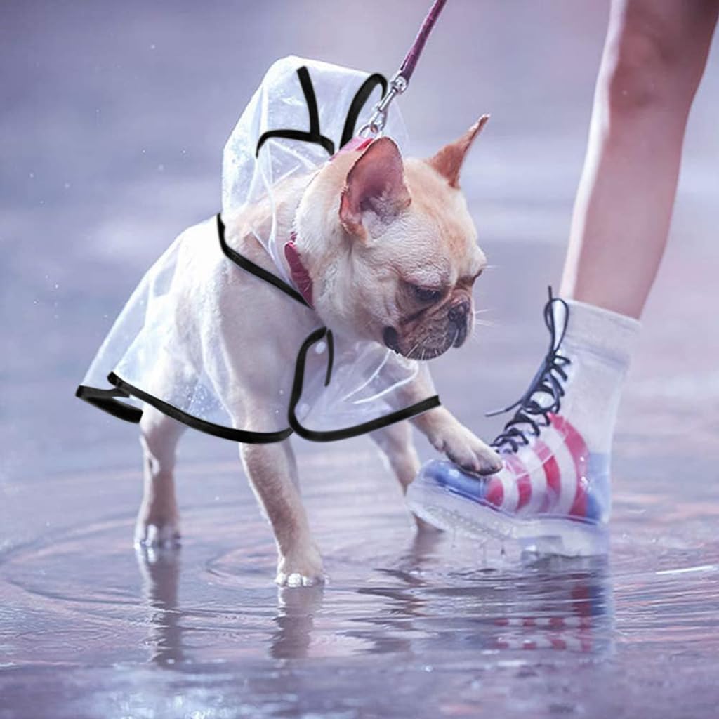 Qpets Dog Raincoat for Walking and Hiking with Adjustable Buttons EVA Hood XL 4.5–6kg | Clear Waterproof Coat