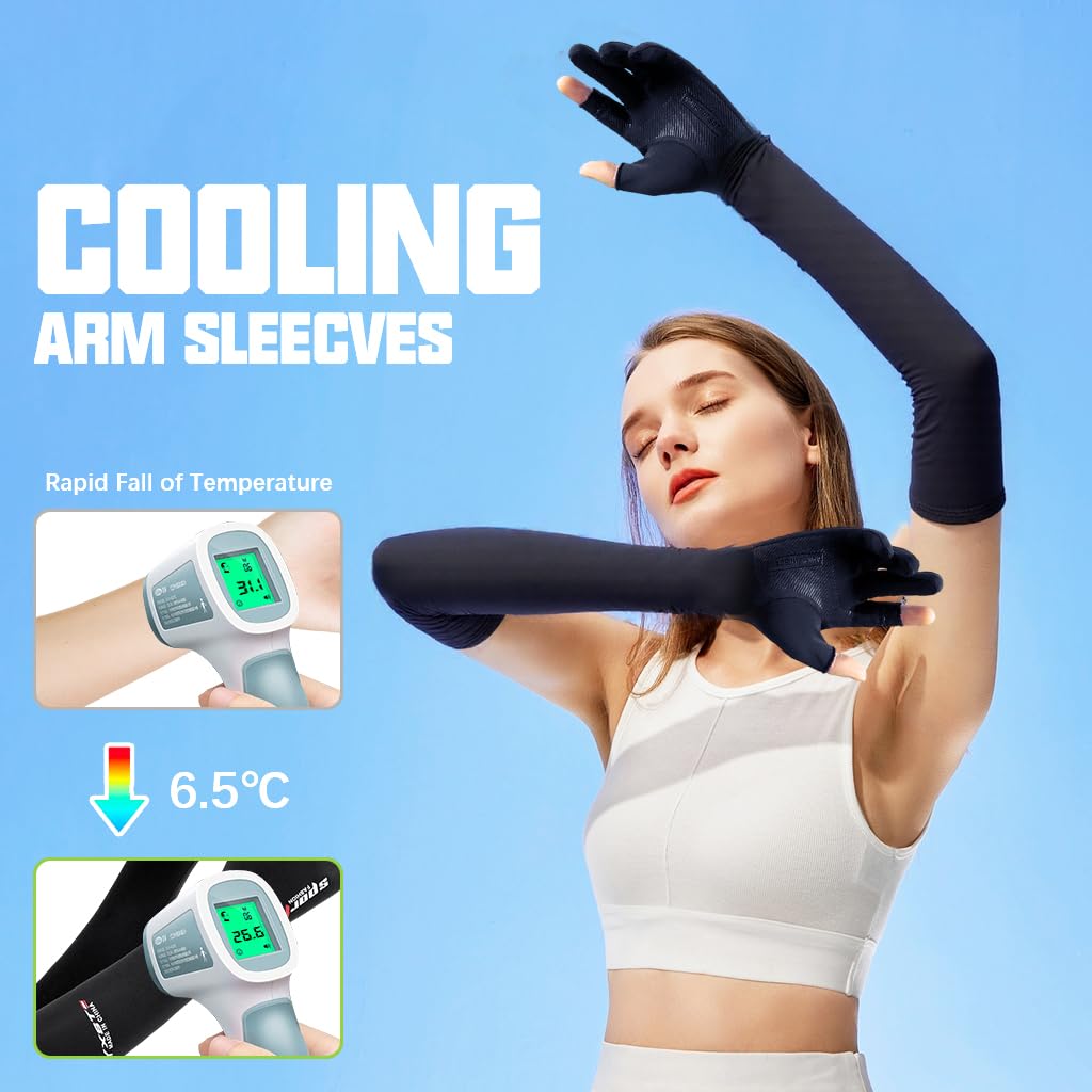 PALAY Hand Gloves for Sun Protection with Non Slip Palm and Touch Screen Design | Ice Silk UV Arm Sleeves