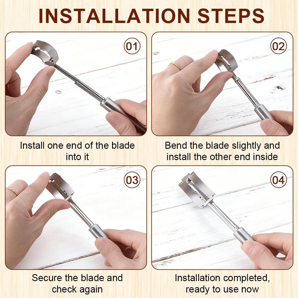 Supvox Stainless Steel Bread Lame for Artisan Baking with 7.4 in Handle and 5 Blades | PU Sheath