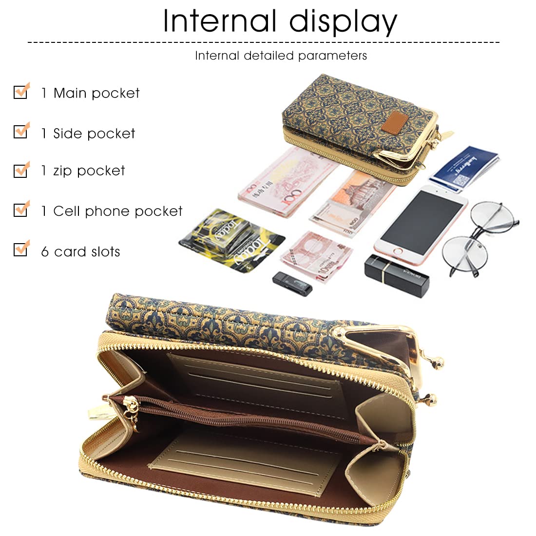 PALAY® Women Crossbody Phone Bags for Mobile Cell Phone Holder Pocket Wallet PU Leather Sling Purse for Women Girls Ladies Mini Shoulder Bags with Credit Cards Purse