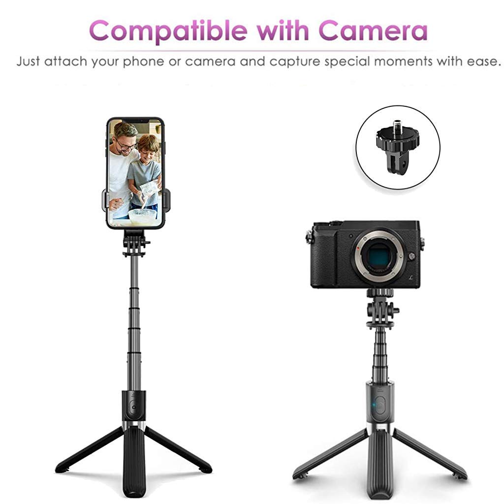 Zeitel Bluetooth Selfie Stick for Travel and Group Photos with 34 in Extension | Detachable Remote and Aluminum Tripod